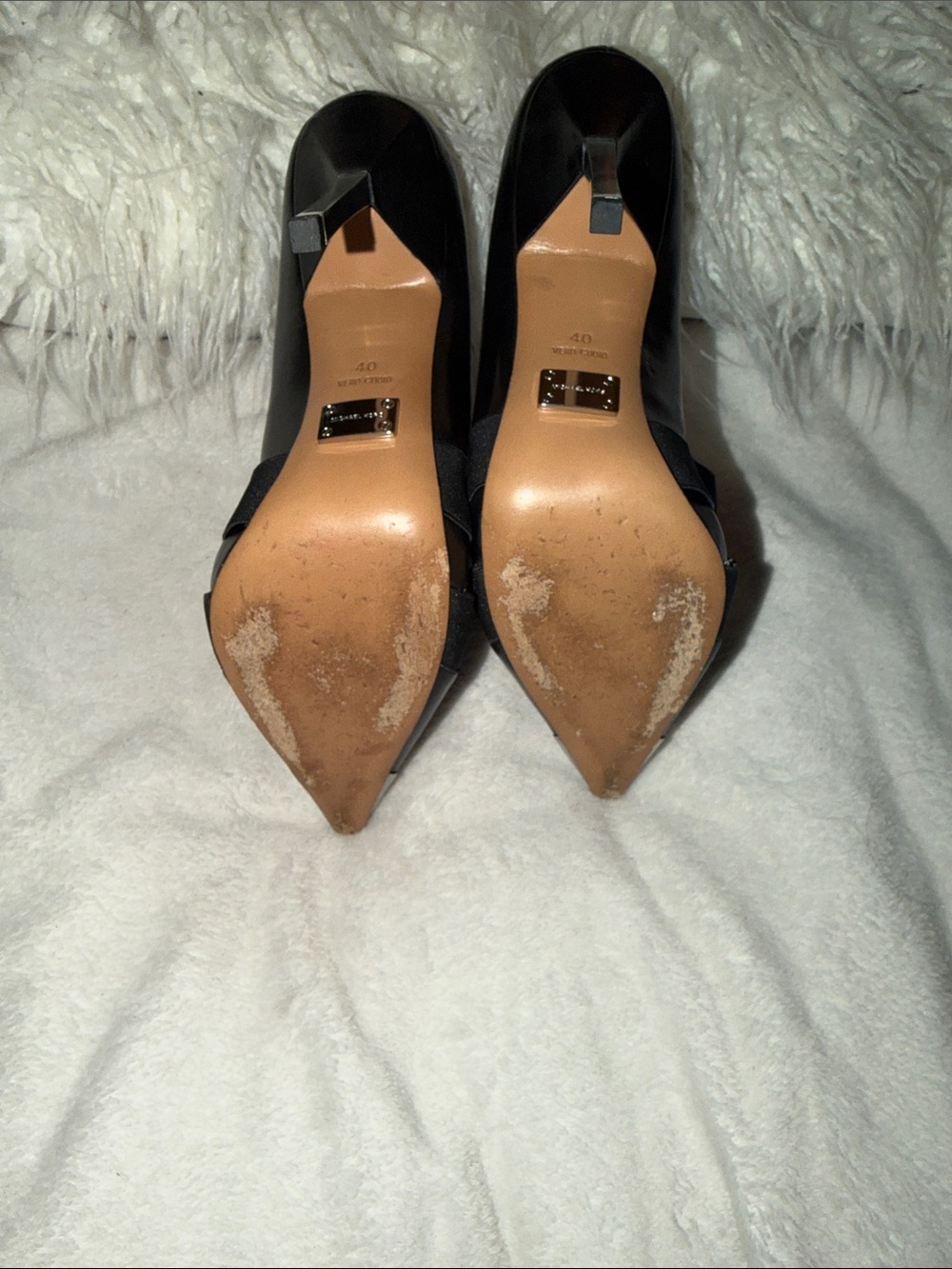 Michael Kors Collection Black Pointed Toe Pumps with Silver Metal Caps - Picture 5 of 8